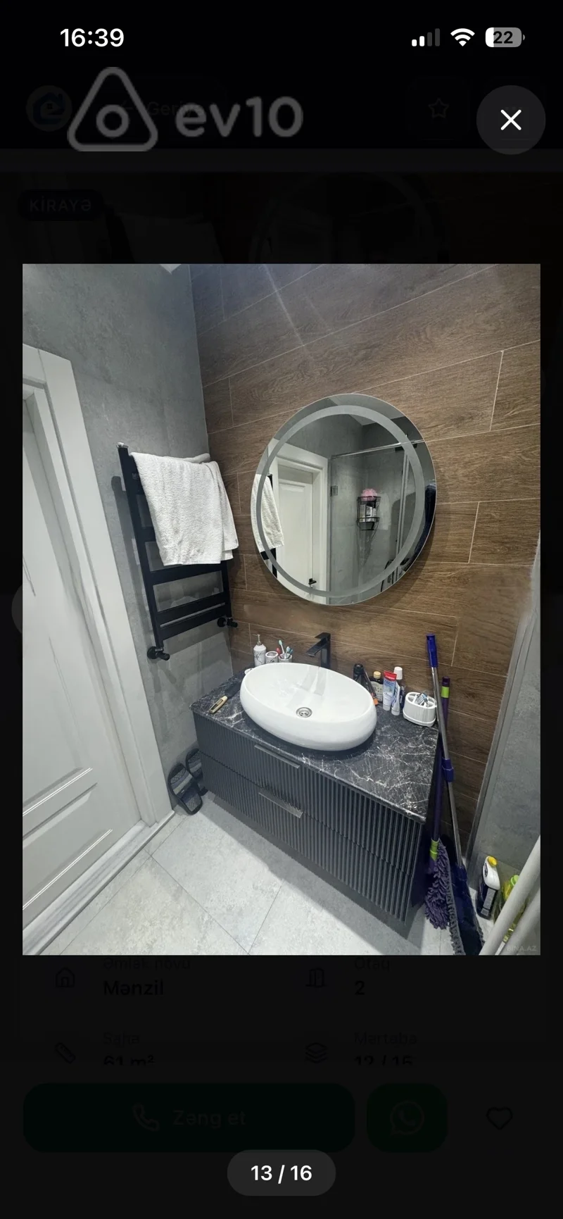 2 otaqlı mənzil, 61 m², 3 mkr — kirayə — Mənzil, Bakı (10)