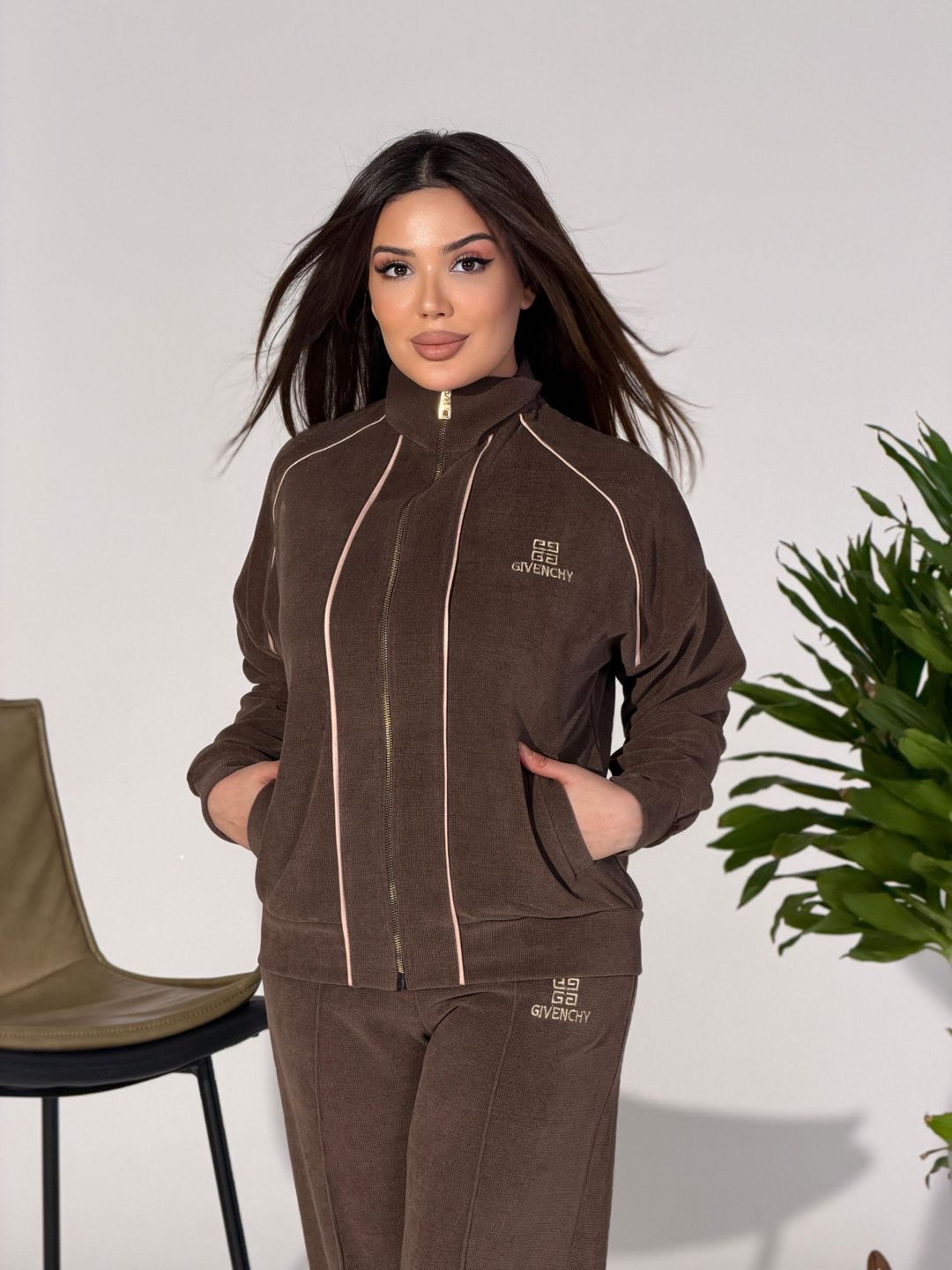 Şalvarlı dəst, tünd qəhvəyi, Velvet, ölçü XL — Mallar, Bakı (2)