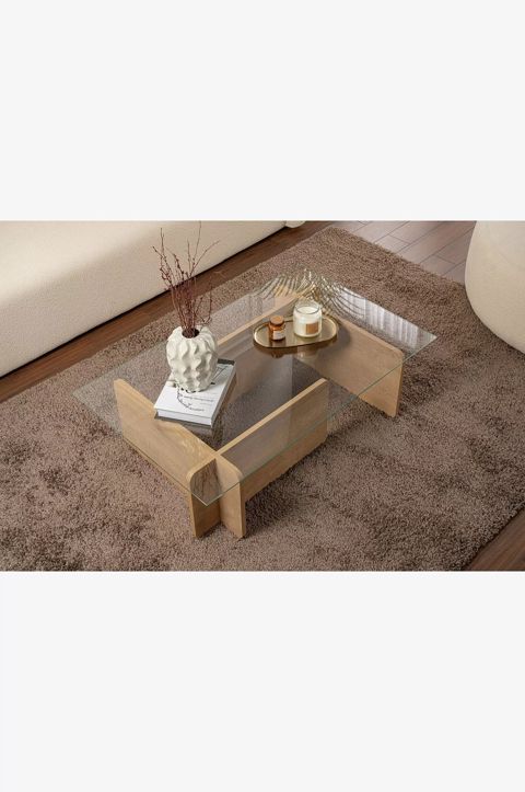Jurnal masası Elegant Wood ZARR994, laminat, bej, 65x105x30 sm — Bakı