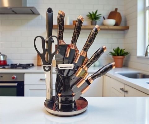 Mətbəx bıçaqları dəsti 3378, metal, qara, 9 əd — Bakı