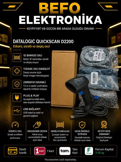 Datalogic QuickScan D2200 barkod oxuyucu — Bakı