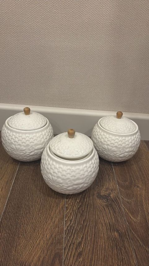 Keramik qapaqlı qablar dəsti – 3 ədəd - Material: ağ keramika — Bakı