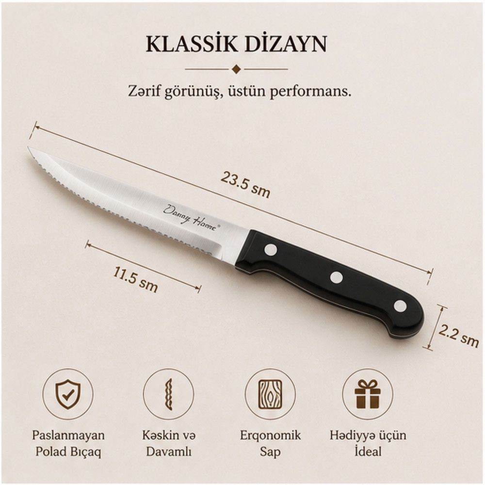 Bıçaq dəsti, paslanmayan polad, 2 əd, 115 mm — Mallar, Bakı (2)