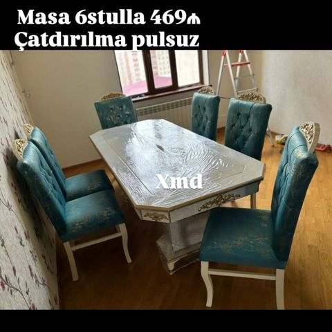 Masa və 6 stul dəsti - Komplekt: 1 yemək masası + 6 stul - Stil — Bakı