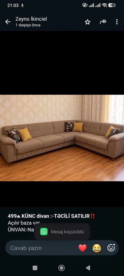 *499₼ Künc divan Satılır*‼ Açılır baza var ÜNVAN:-Nargilə — Bakı