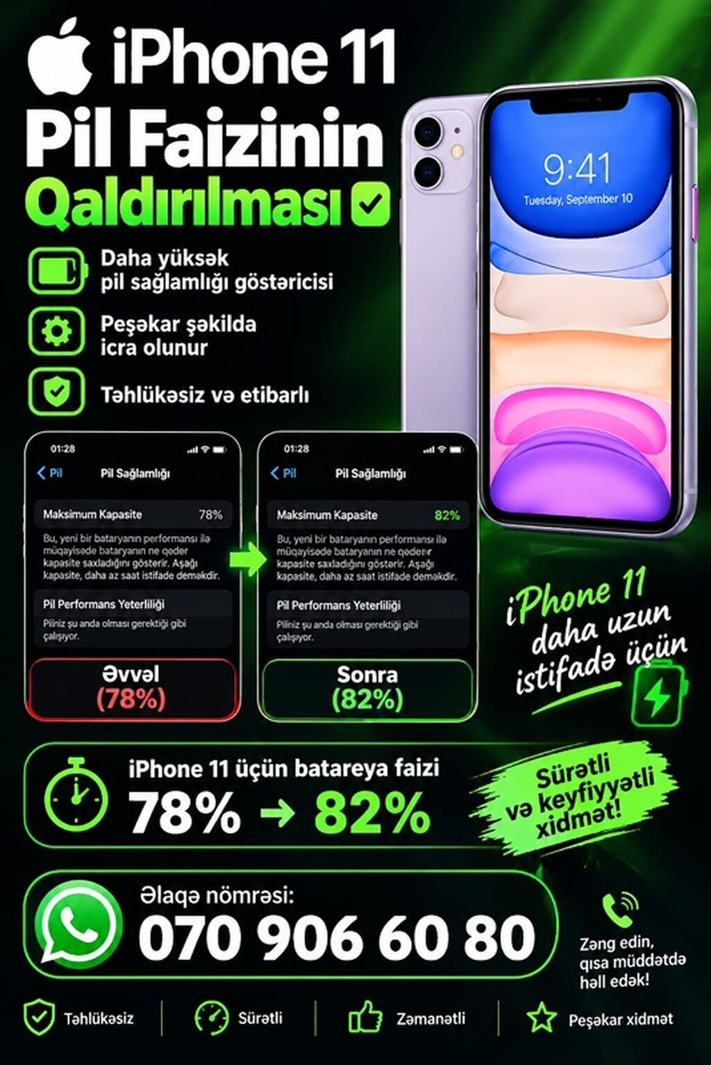 IPhone 11, 128 GB, Ağ — Apple iPhone, Bakı