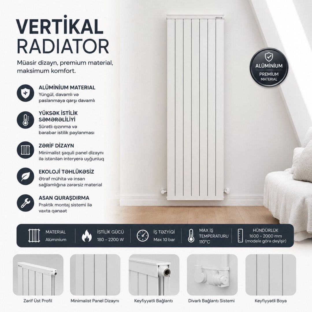 Vertikal radiatorlar — Təmir və inşaat, Bakı (4)