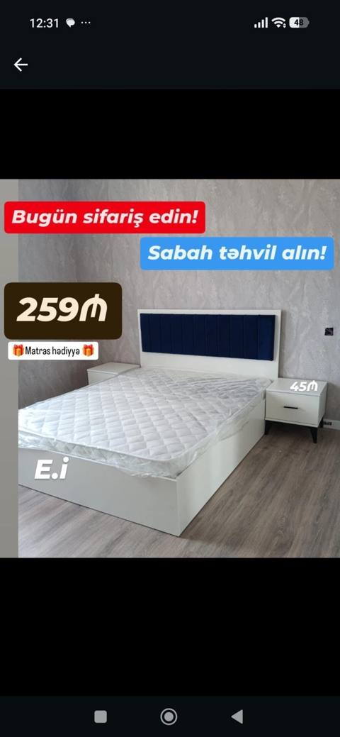 Müasir dizaynlı yataq dəsti: - Ağ korpuslu iki nəfərlik çarpayı — Жатын бөлме жиһазы жинақтары