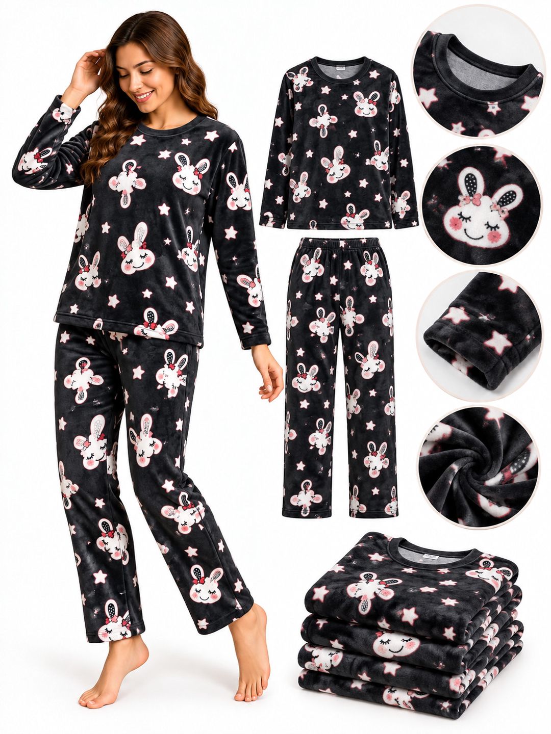 Şalvarlı pijama dəsti, Qara, Velür, ölçü M — Mallar, Bakı