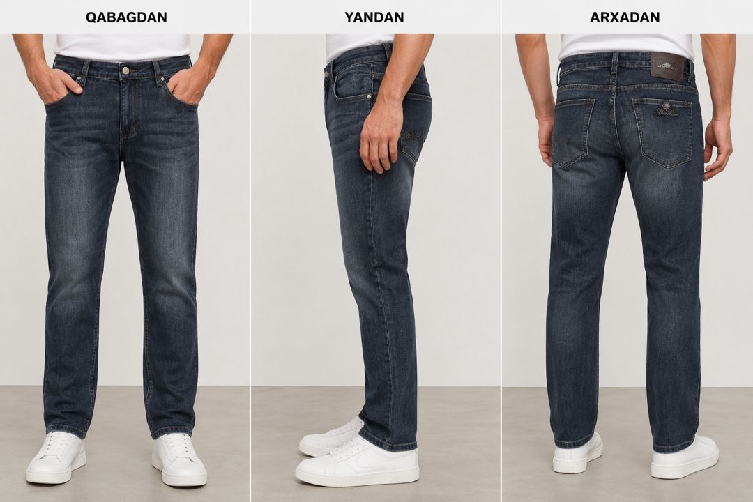 Kişilər üçün düz cins 2463186, göy, pambıq, ölçü 33 — Mallar, Bakı (2)