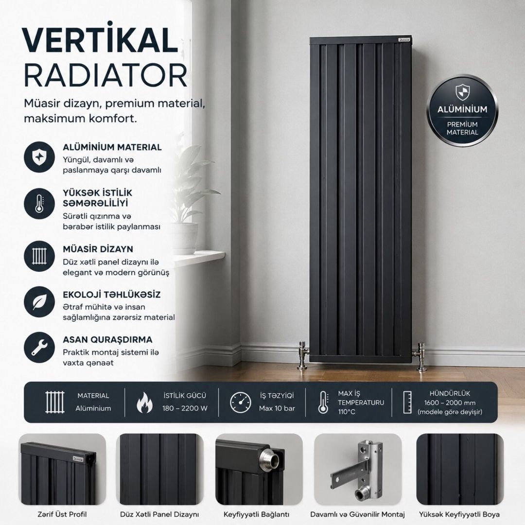 Vertikal radiatorlar — Təmir və inşaat, Bakı (7)