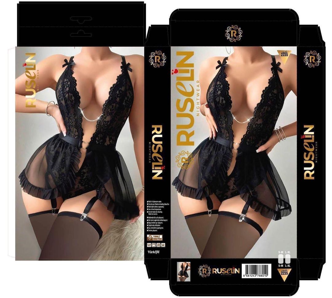 Qadın alt paltarı dəsti TM09, qara, tül, ölçü L/XL — Mallar, Bakı