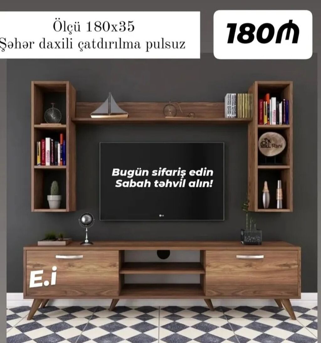 TV stendləri – bir neçə model və rəng - Ümumi ölçü: 180 sm (bəzi — Televizor altlıqları və standlar, Bakı (4)