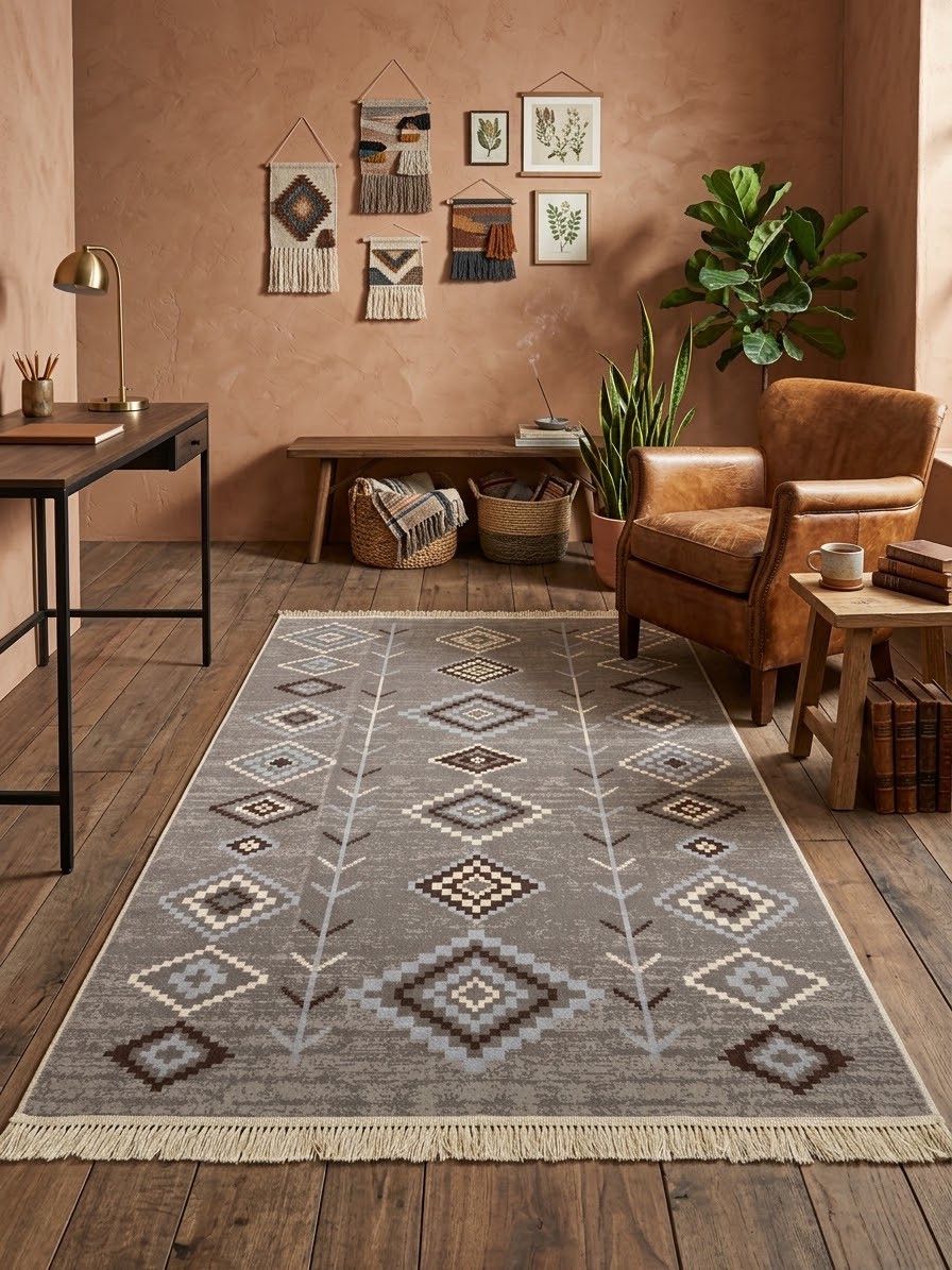 Xalça 20980408, polipropilen, 180x120 sm, boz — Mallar, Bakı (2)