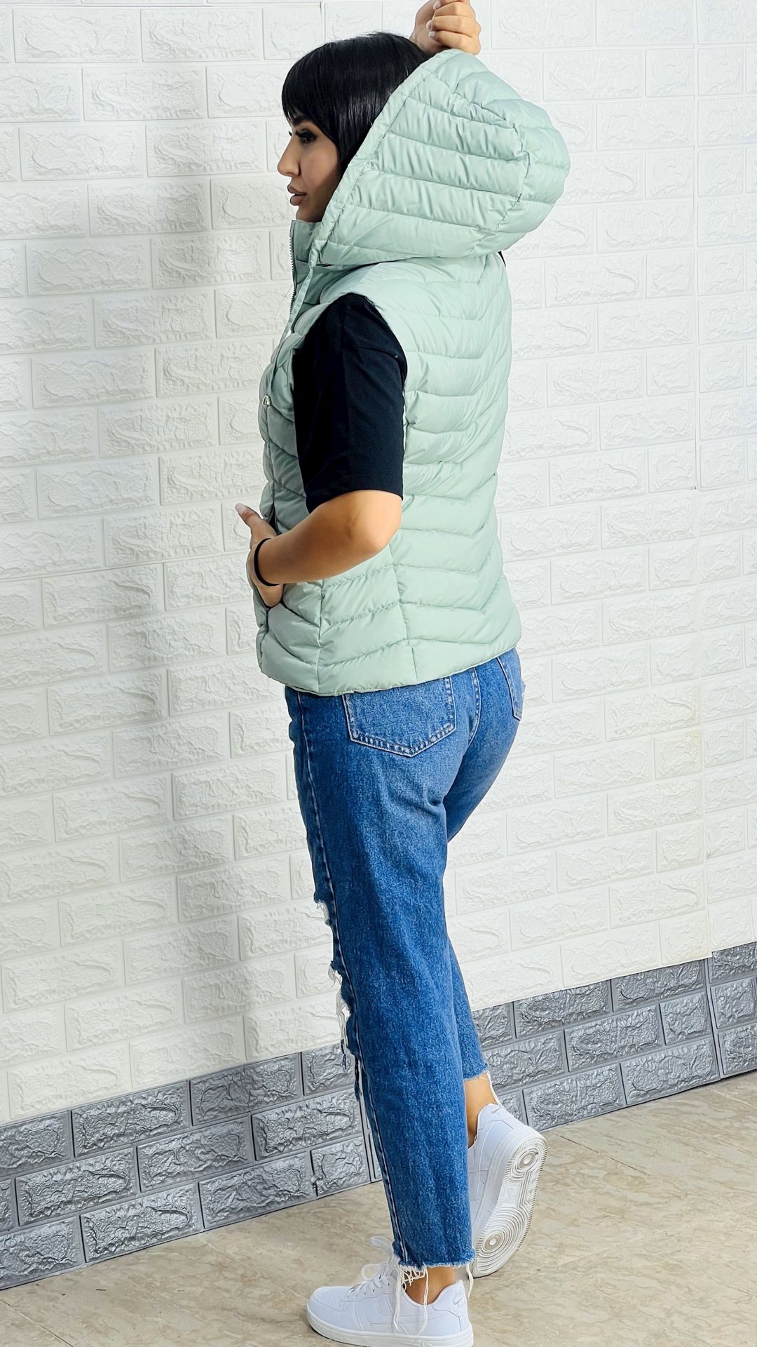 Qadınlar üçün qalın jilet 1439-70250, yaşıl, polyester, ölçü S — Mallar, Bakı (3)