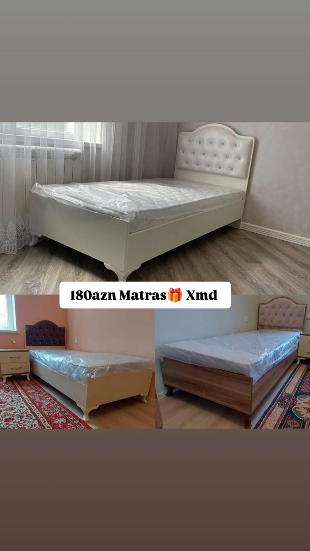 Tək nəfərlik çarpayı dəsti – matras hədiyyə - Klassik dizaynlı başlıq — Yataqlar, Bakı