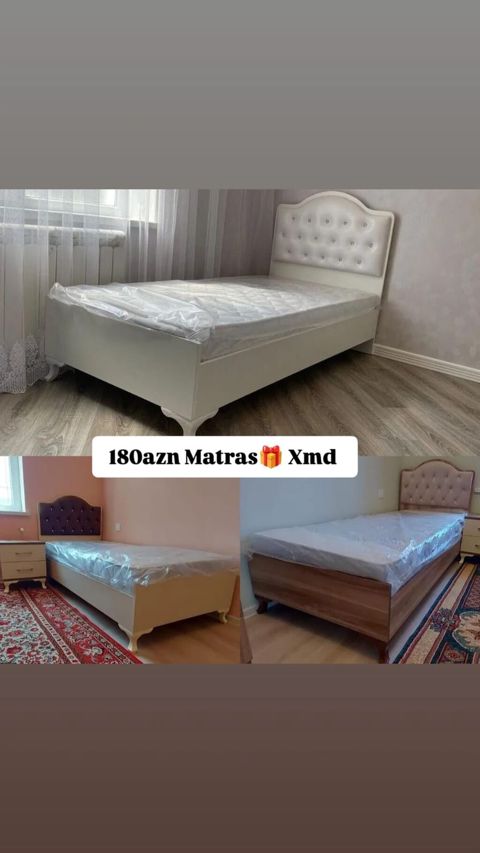 Tək nəfərlik çarpayı dəsti – matras hədiyyə - Klassik dizaynlı başlıq — Bakı