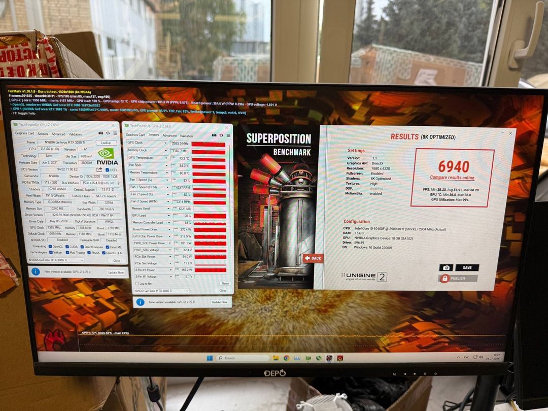 Gigabyte RTX 3080 Ti 10GB Non Rfb rep — Kompüterlər və noutbuklar, Bakı (6)