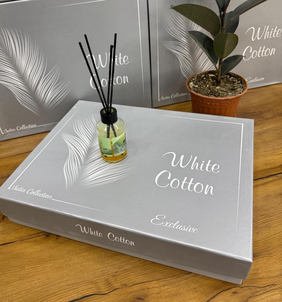 Yataq dəsti White Cotton 200566_RB, ikinəfərlik, ikiüzlü, satin, yorğan üzü 200x220 sm, mələfə 240x260 sm, yastıq üzü 2 əd 50x70 — Mallar, Bakı (2)