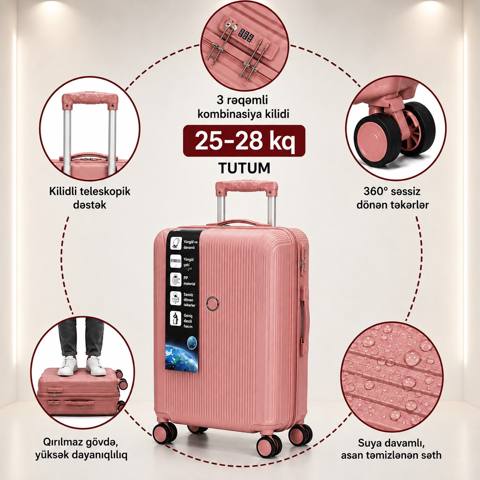 Çamadan 2861401, Çəhrayı, Plastik, ölçü 2XL — Çemodanlar