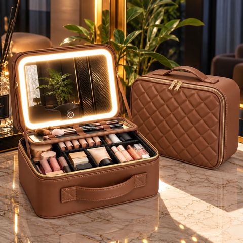 Kosmetik çanta 6714, qəhvəyi, 30x23x15 sm — Bakı