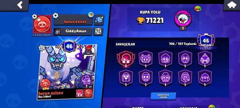 Brawl Stars oyun hesabı – yüksək səviyyəli kolleksiya - Kupa yolu: 71 — Boshqa