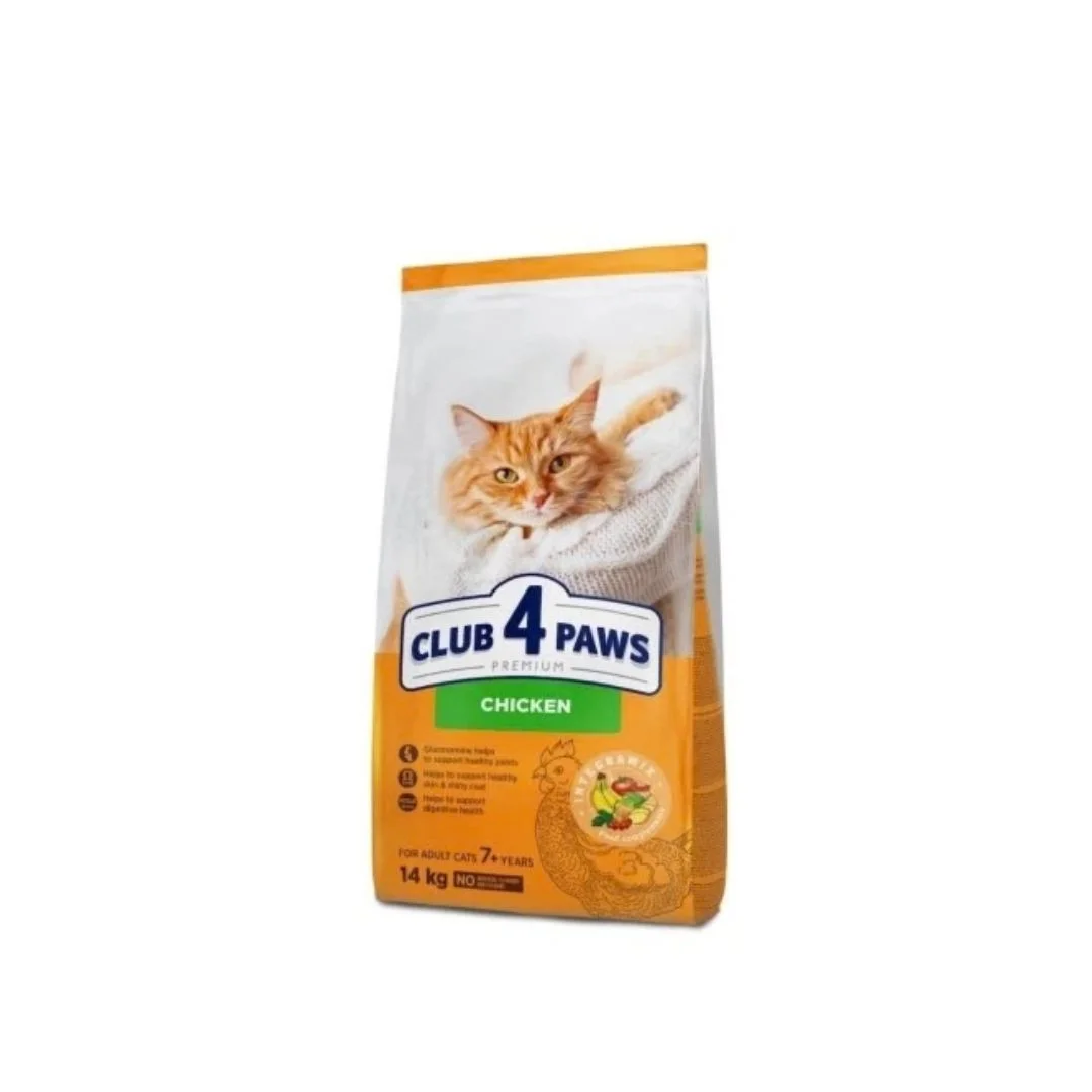 Club 4 Paws Senior 7+, cухой корм для кошек старше 7 лет с курицей (целый мешок 14 кг) — Bakı