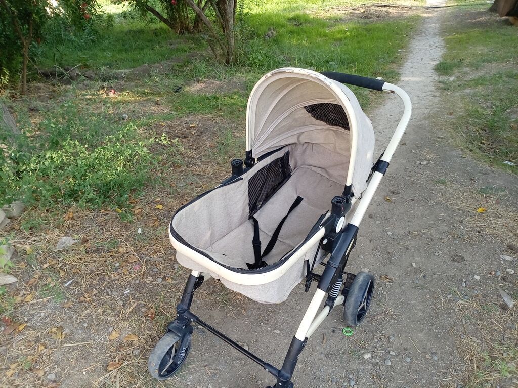Uşaq arabası – carrycot/lyulka tipli, bej rəngdə - Geniş lyulka — Arabalalar, Sanqaçal (3)