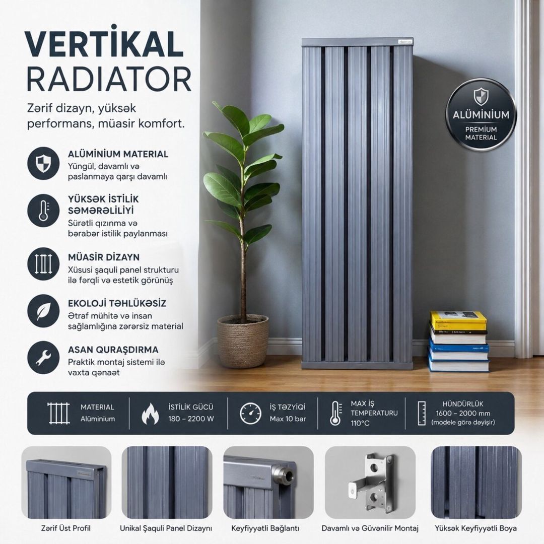Vertikal radiatorlar — Təmir və inşaat, Bakı (8)