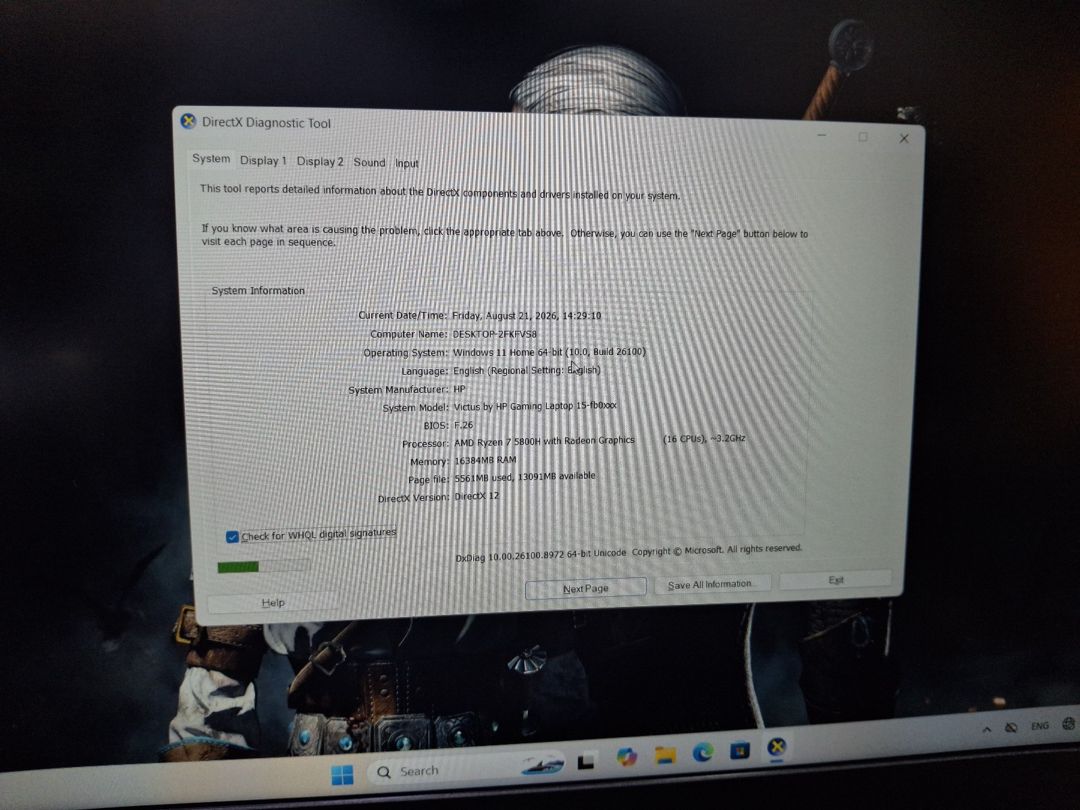 HP Victus Ryzen 7 5800H Rtx3050ti 4GB — Noutbuklar, Bakı (7)