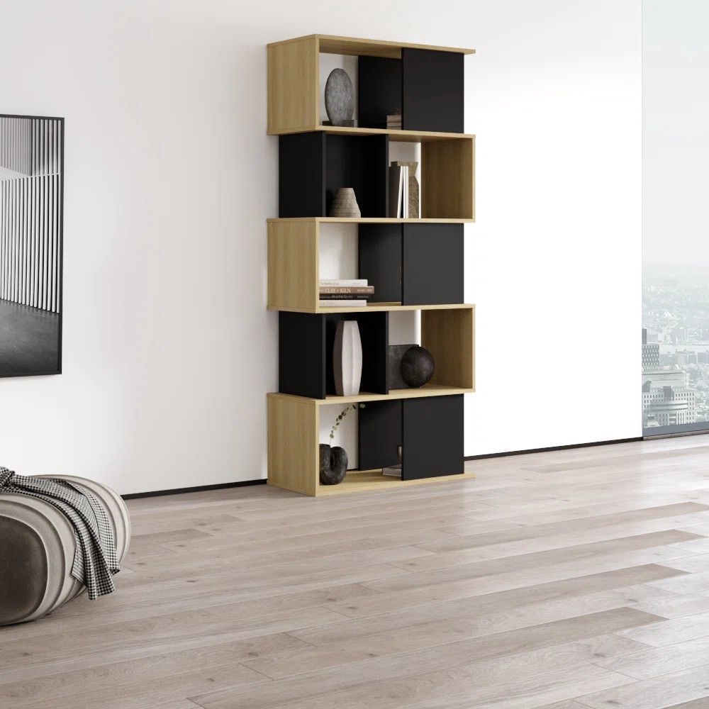 Kitab rəfi Elegant Wood ZARR632, laminat, ağ/qəhvəyi, 200x90x40 sm — Mallar, Bakı (2)