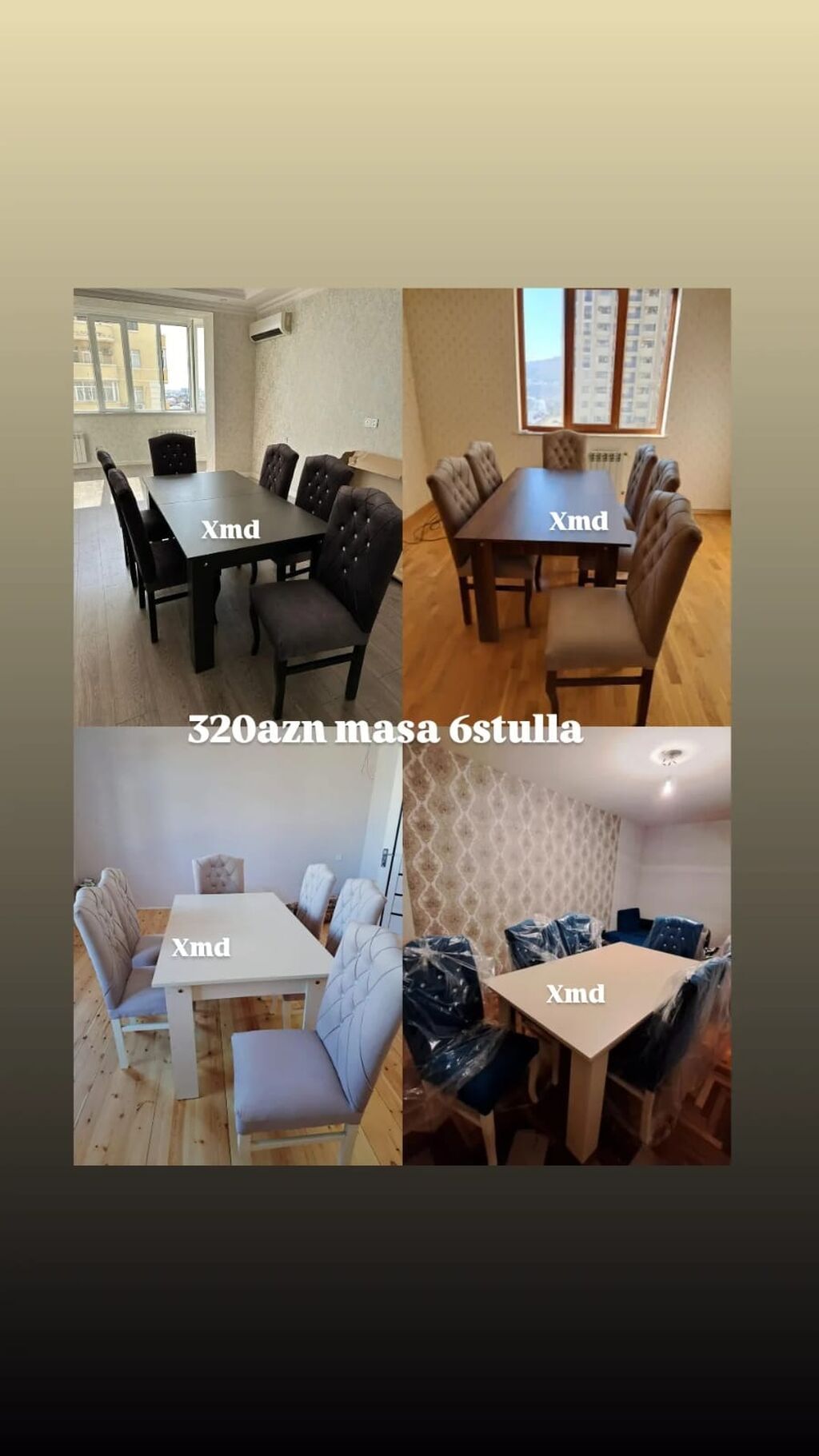 Yemək otağı üçün masa və 6 ədəd stul dəsti. - Komplekt: 1 masa + 6 — Masalar və stullar, Bakı