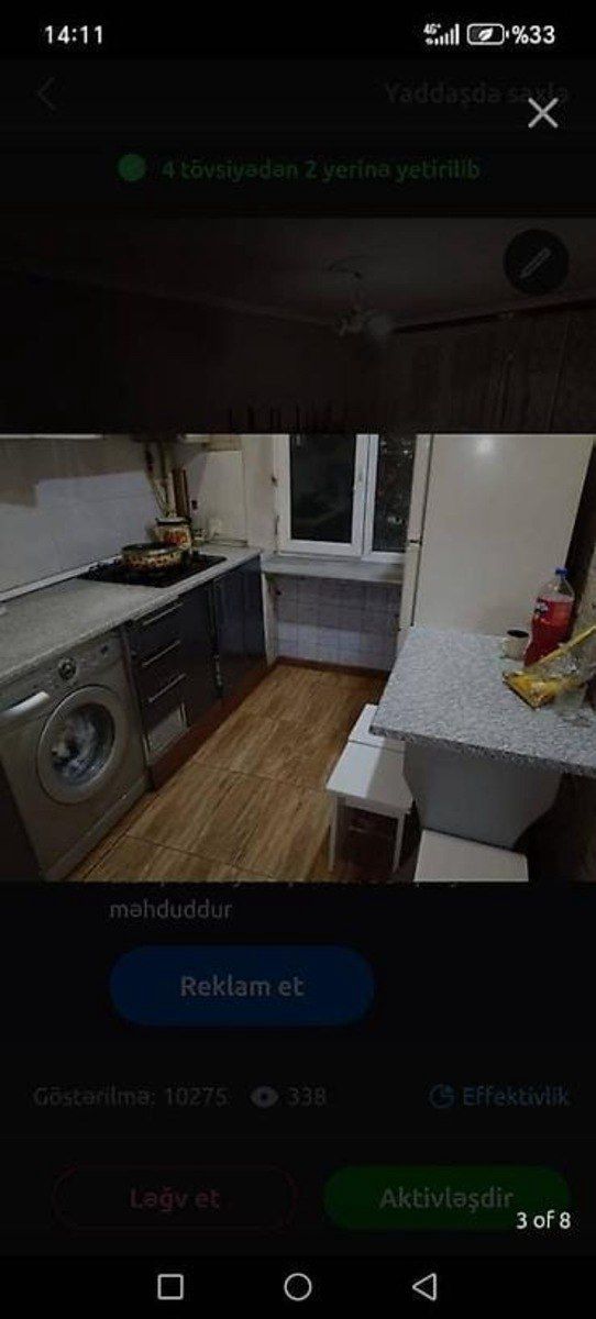 3-otaqlı mənzil kirayə verilir, Qara Qarayev m., 81 m² — Mənzil, Bakı (4)