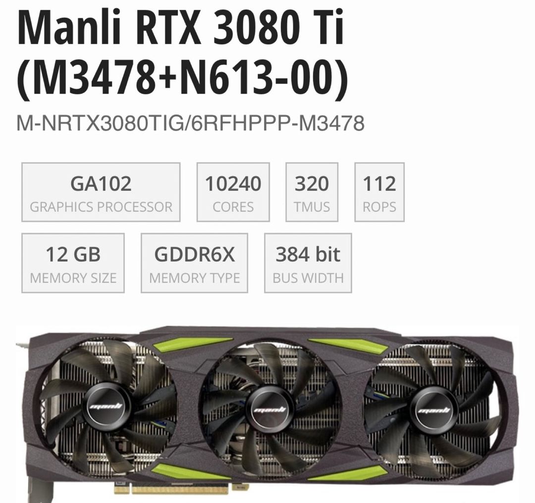 Manli RTX 3080 ti — Kompüterlər və noutbuklar, Bakı (2)