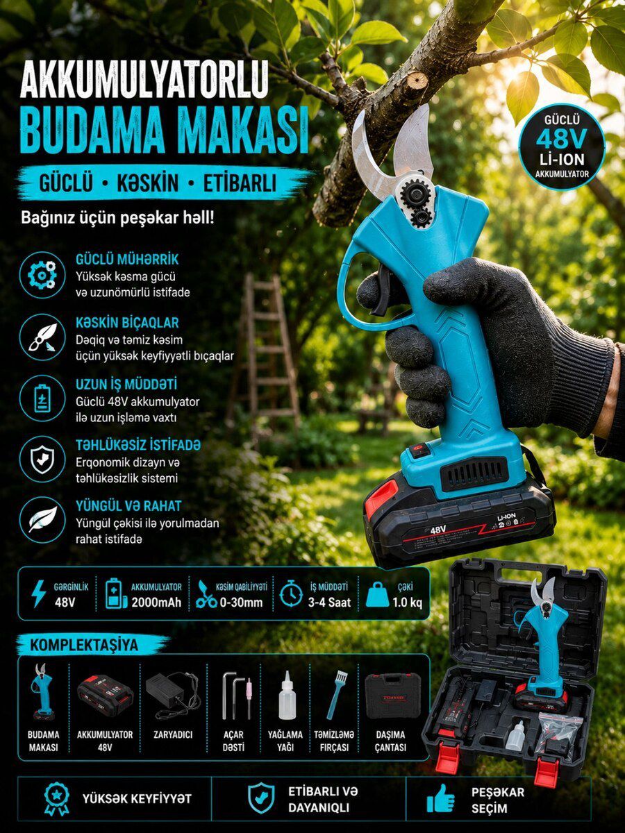 Akkumulyatorlu budama qayçısı 48V Li-Ion — Dacha və bağ, Bakı