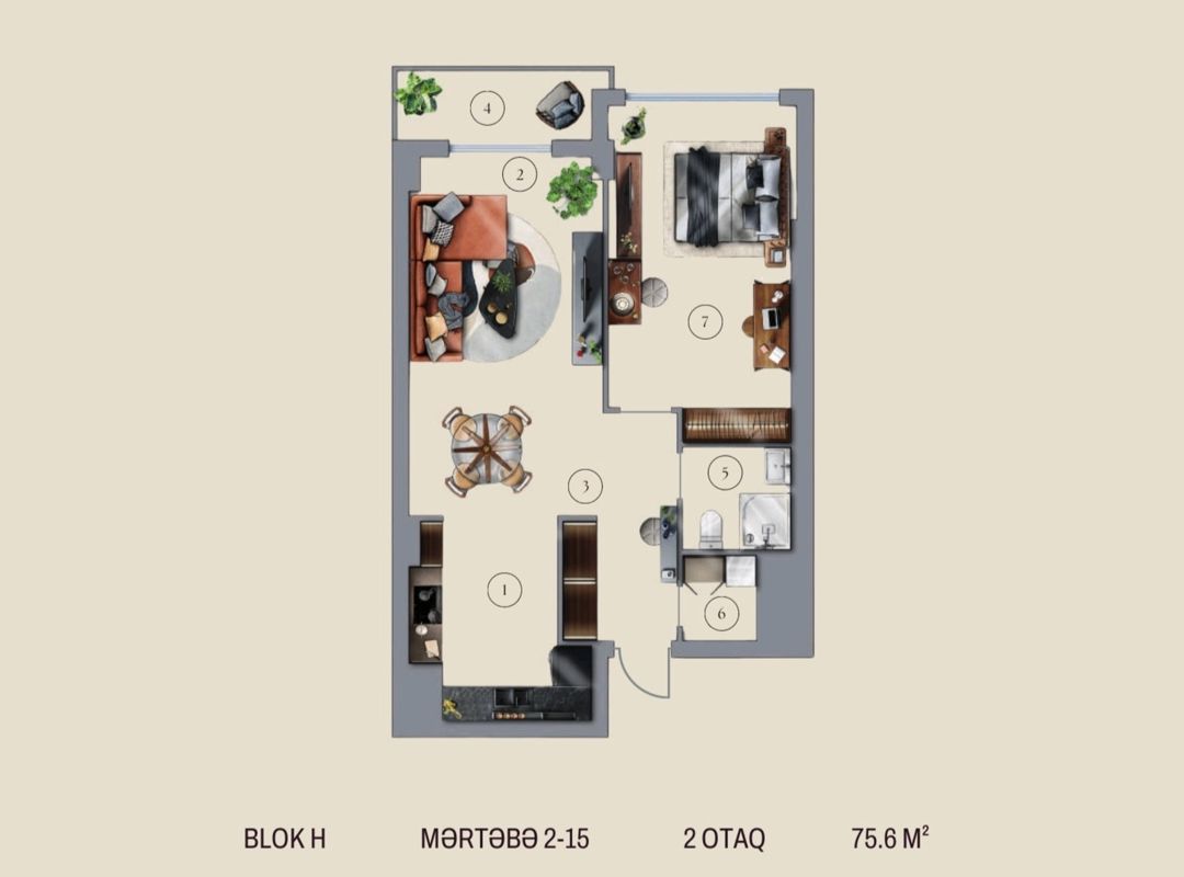 Satılır 2 otaqlı yeni tikili 75.6 m² — Mənzil, Bakı (8)