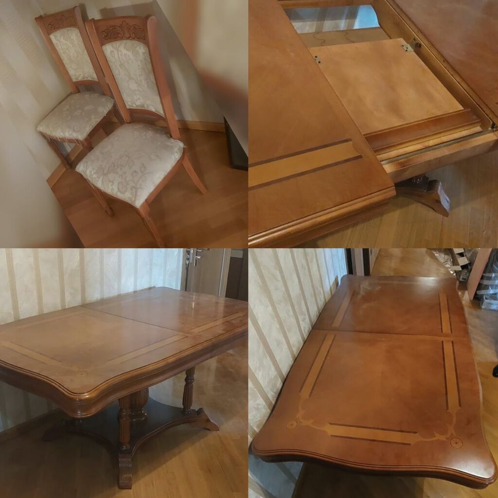 Stol 6 stul 270 azn agir temiz taxtadir.Bine 3474) SN E — Masalar və stullar, Bakı
