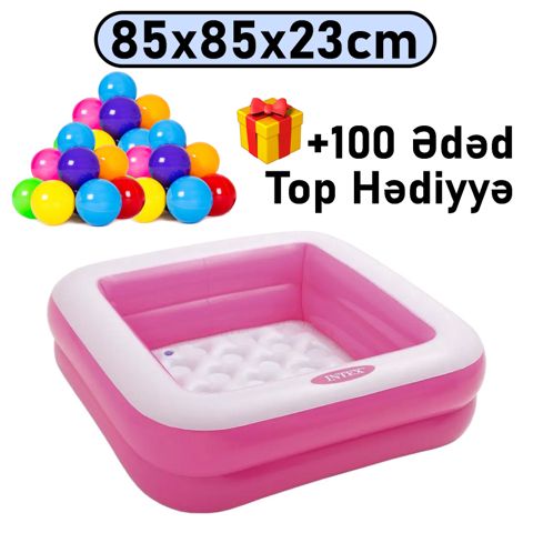 Uşaqlar üçün şişmə hovuz Intex 57TX57100PT100, çəhrayı, 85x85x23 sm, 57 l + 100 ədəd top hədiyyə — 33.01 ₼ · Bakı · Hovuzlar Uşaqlar üçün şişmə hovuz Intex 57TX57100PT100, çəhrayı, 85x85x23 sm, 57 l + 100 ədəd top hədiyyə — Bakı