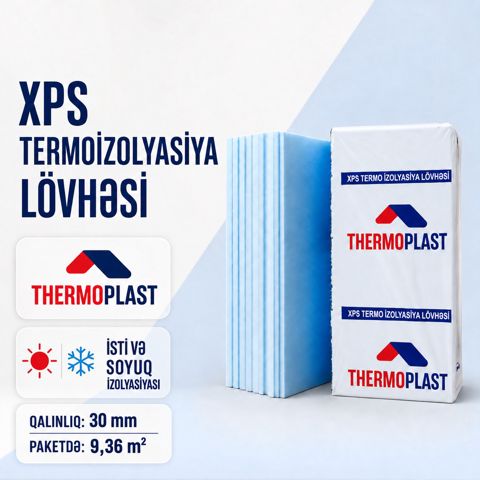Thermoplast XPS izolyasiya lövhəsi 30 mm — 9,36 m² — Bakı