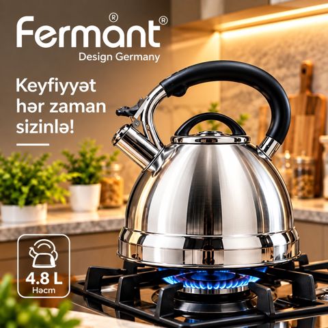 Çaydan Fermont 002717, paslanmayan polad, gümüşü, 4800 ml — Bakı