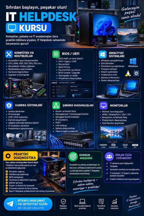 İT Helpdesk kursu — 88 ₼ · Bakı · Təlim, kurslar İT Helpdesk kursu — Bakı