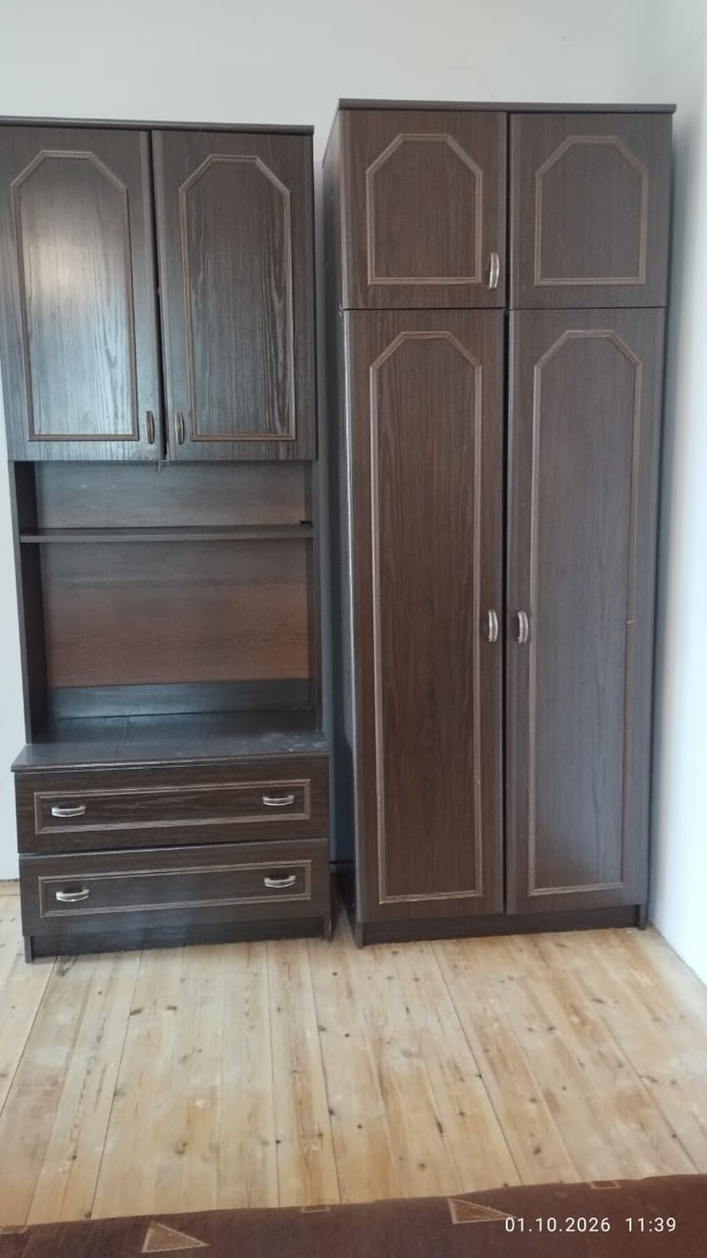 İşlənmiş, 2 qapılı, Siyirməli, Qəhvəyi, Taxta, Açılan, Düz dolab — Şkaflar, Bakı (3)