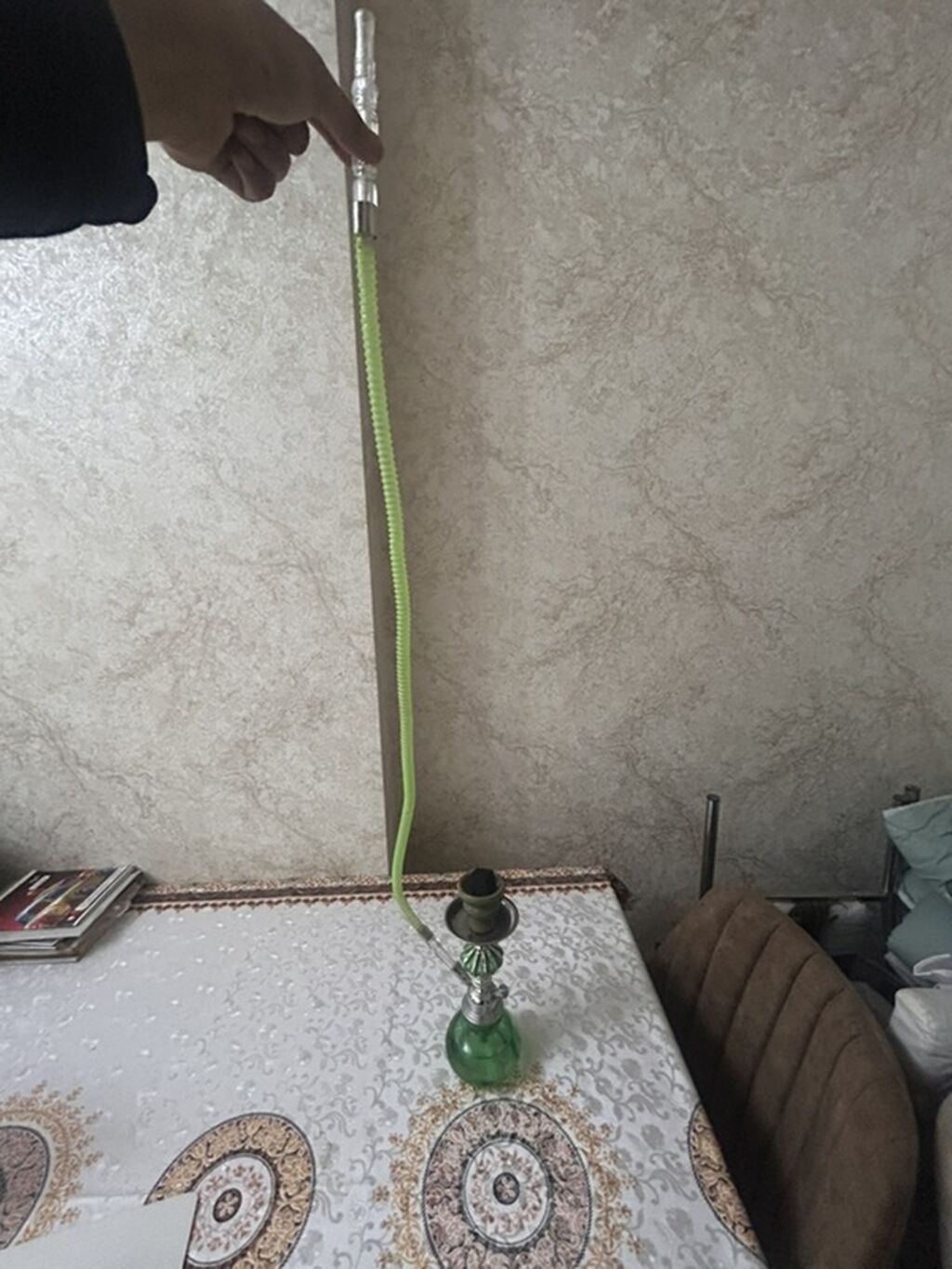 Kiçik ölçülü nərgilə (hookah) dəsti - Rəng: yaşıl şüşə kolba, yaşıl — Elektronik siqaretlər, Bakı (3)