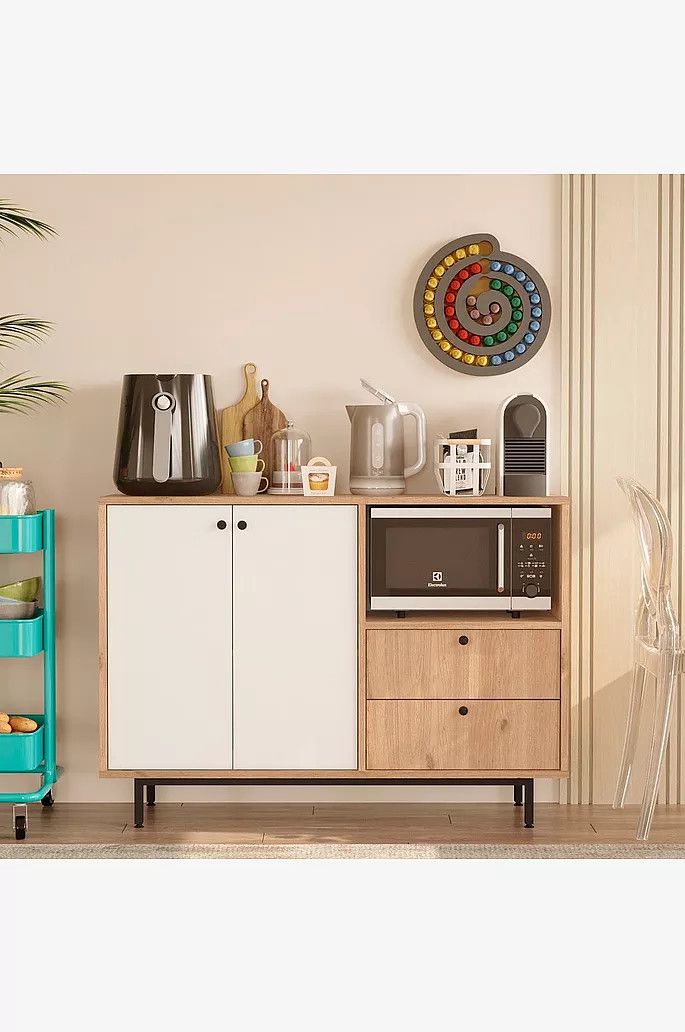 Komodin Elegant Wood ZARR418, laminat/LDSP, ağ/qəhvəyi, 85x120x35.5 sm — Mallar, Bakı (2)