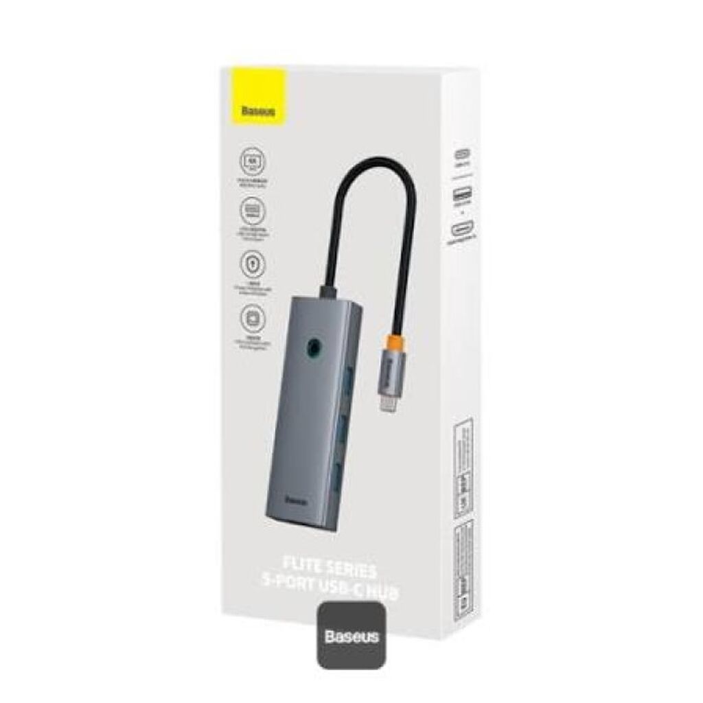 Baseus Flite Series 5-in-1 B00052809813-00 Usb-c HUB Kompakt — Noutbuk aksesuarları, Bakı