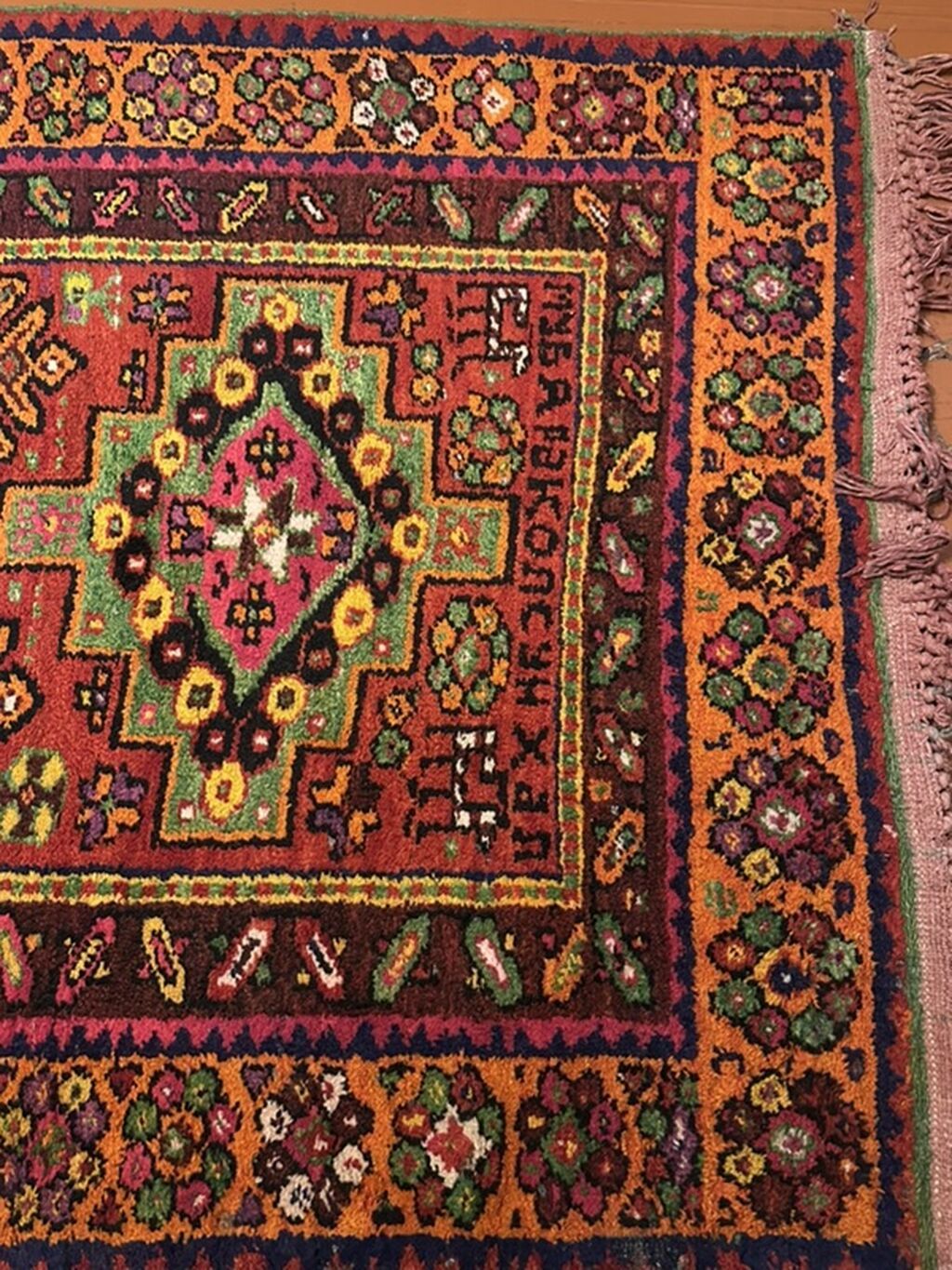 Qədimi üslublu əl toxuması xalça (uzun lövhə/ranner) - Material — Digər, Masazır (2)