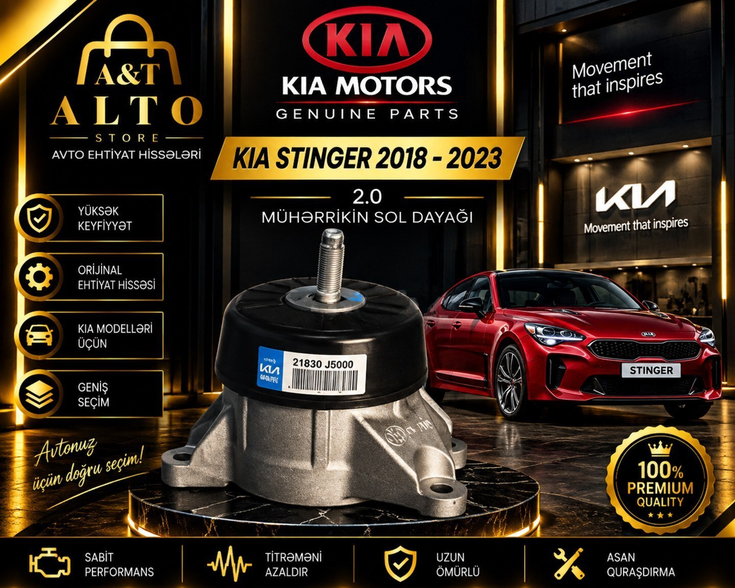 Mühərrik dayağı Kia Stinger 2018-2023 2.0 sol — Bakı