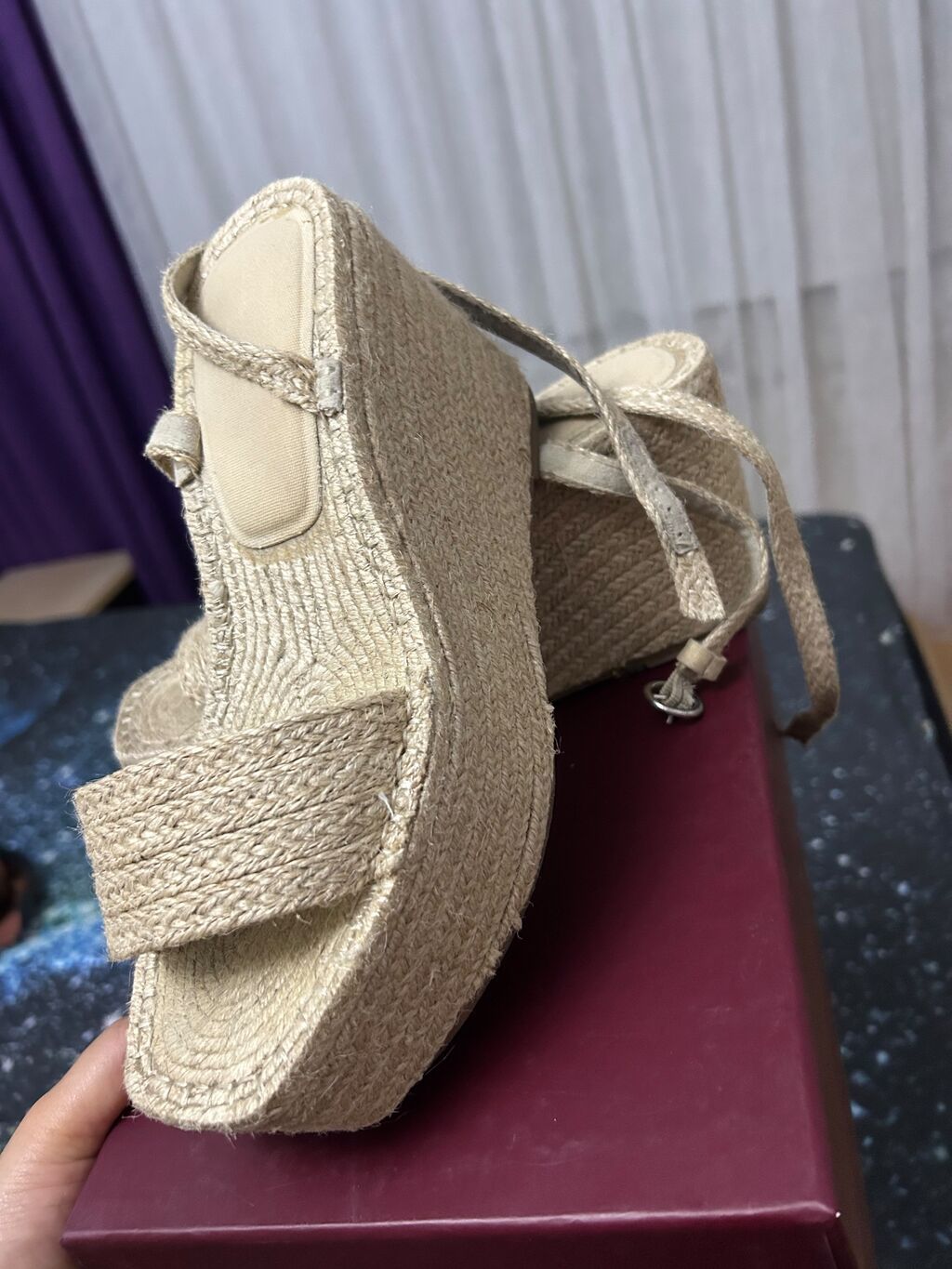 Təbii lifdən hörgülü platforma sandal, 36 razmer - Model — Sandal, Bakı (4)