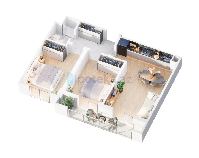 Satılır: 3 Otaq, Yeni tikili, Yasamal r., Yeni Yasamal q., 73.00 m² — Mənzil, Bakı (4)