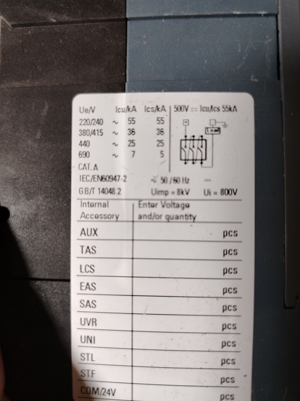 Siemens Elektrik avtomat, 3 faza — Keçici avadanlıqlar, Xırdalan (3)